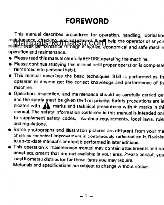 WA450-1(JPN) S/N 20001-UP Operation manual (English)