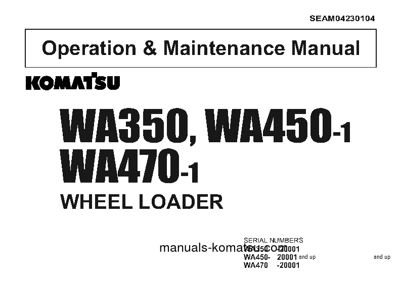 WA350-1(JPN) S/N 20001-20410 Operation manual (English)