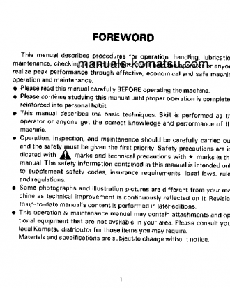 WA350-1(JPN) S/N 20001-20410 Operation manual (English)