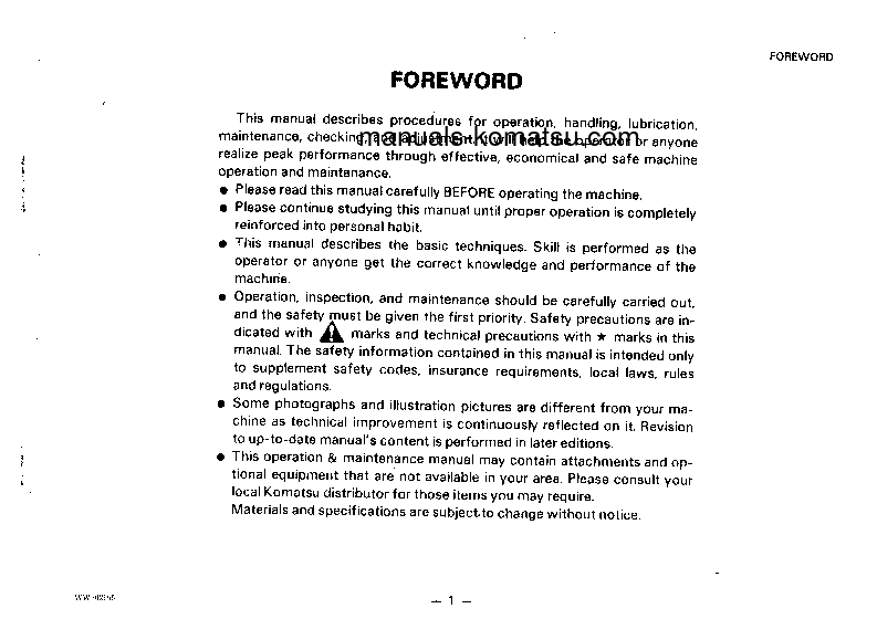 Protected: WA350-1(JPN) S/N 20001-20410 Operation manual (English)