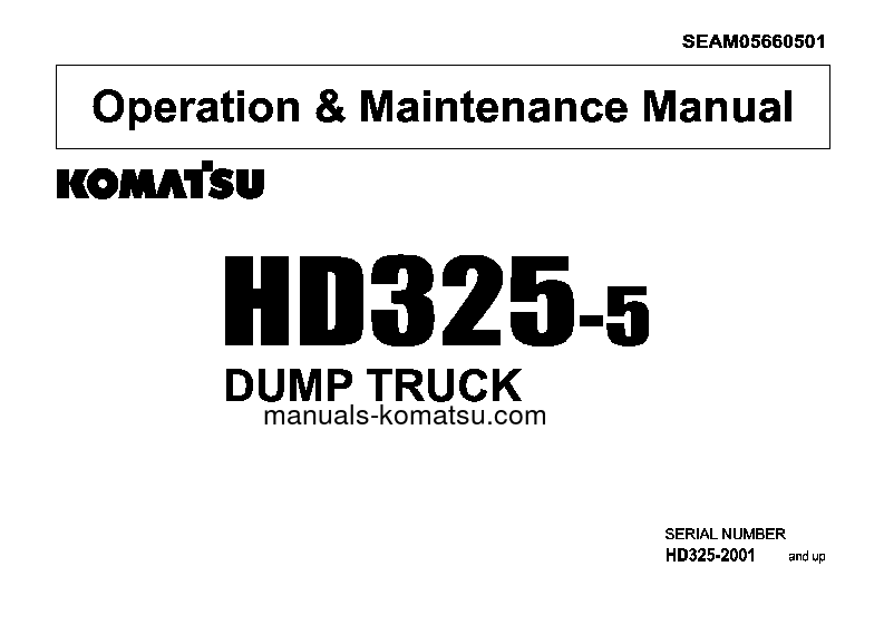 HD325-5(JPN) S/N 2001-2263 Operation manual (English)
