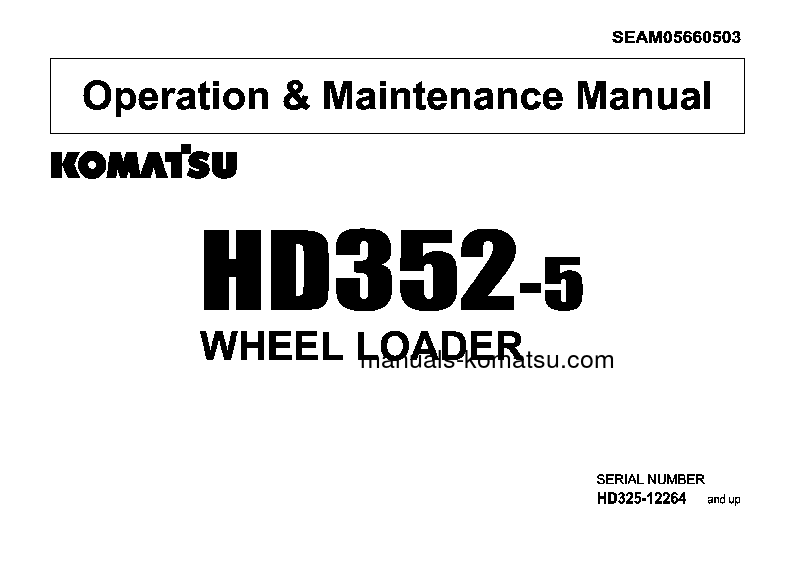 HD325-5(JPN) S/N 2264-2440 Operation manual (English)