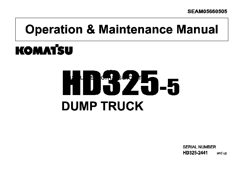 HD325-5(JPN) S/N 2441-UP Operation manual (English)