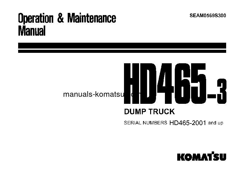 HD465-3(JPN) S/N 2001-2136 Operation manual (English)