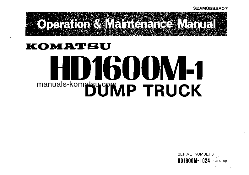 HD1600M-1(JPN) S/N 1024-UP Operation manual (English)
