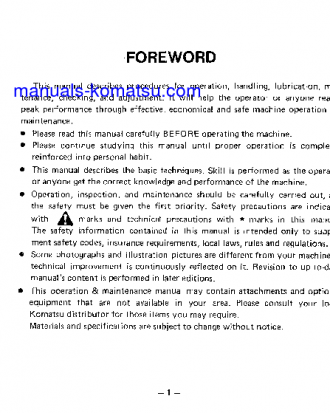 HD1600M-1(JPN) S/N 1024-UP Operation manual (English)