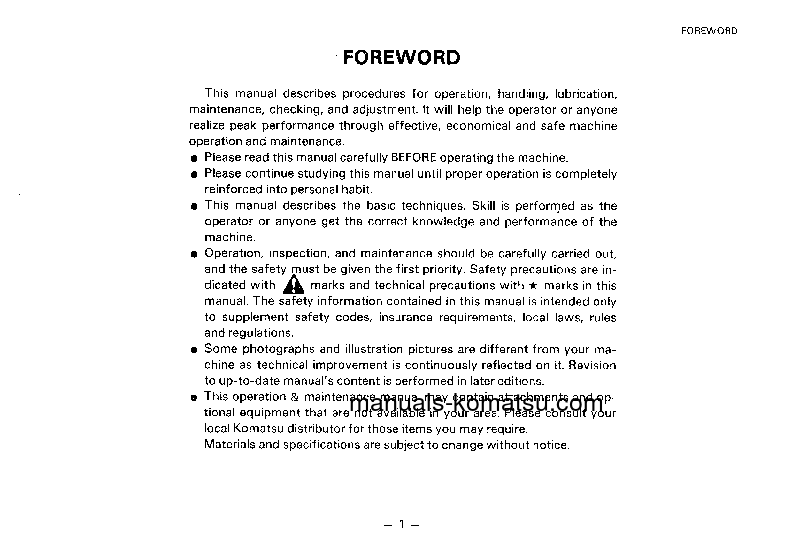 Protected: HD1400B-3(JPN) S/N 1005-UP Operation manual (English)