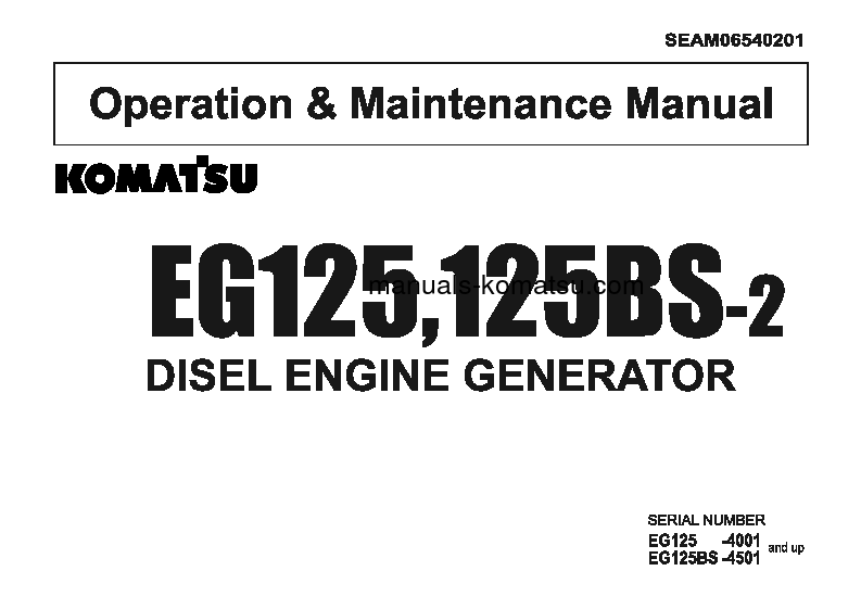 EG125-2(JPN) S/N 4001-UP Operation manual (English)