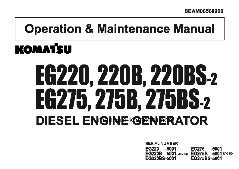 EG275-2(JPN) S/N 5001-UP Operation manual (English)