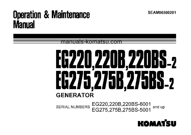 EG275BS-2(JPN) S/N 5001-UP Operation manual (English)