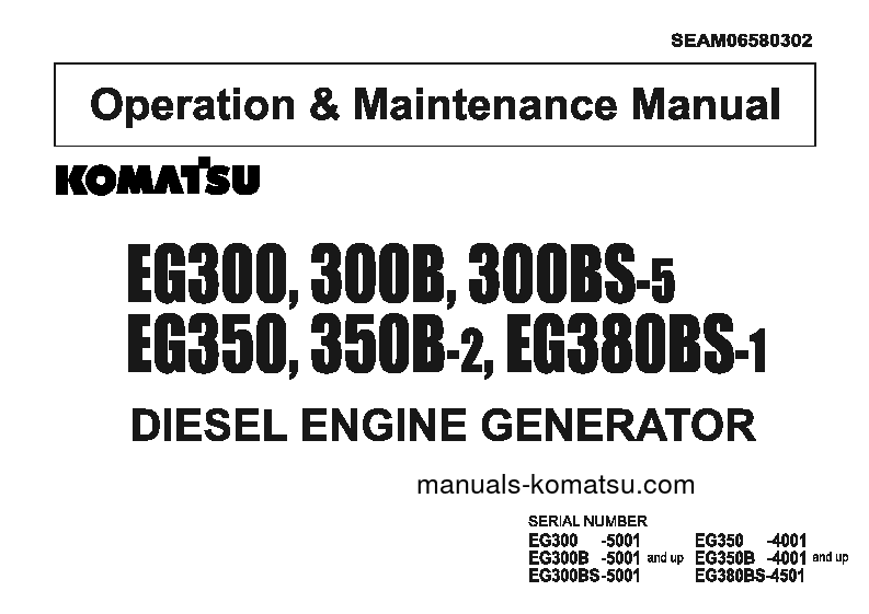 EG300-5(JPN) S/N 5001-UP Operation manual (English)