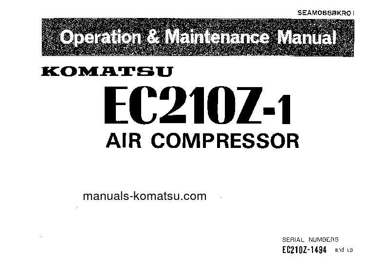 EC210Z-1(JPN) S/N 1494-UP Operation manual (English)