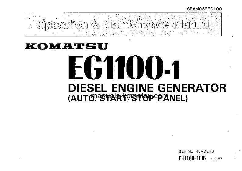 EG1100-1(JPN) S/N 1002-UP Operation manual (English)
