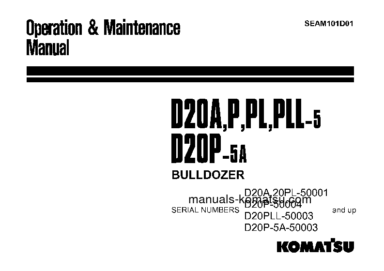 D20PL-5(JPN) S/N 50001-UP Operation manual (English)
