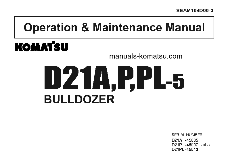 D21A-5(JPN) S/N 45005-50001 Operation manual (English)