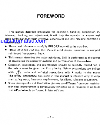 D65S-7(JPN) S/N 40001-UP Operation manual (English)