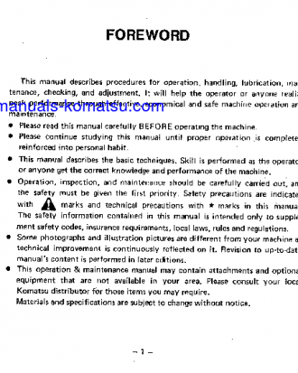 D95S-2(JPN) S/N 2001-UP Operation manual (English)
