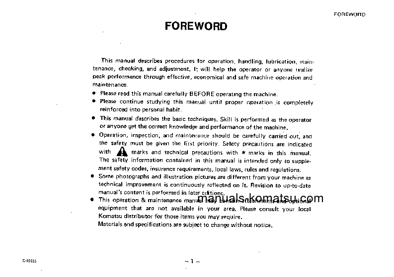 Protected: D95S-2(JPN) S/N 2001-UP Operation manual (English)