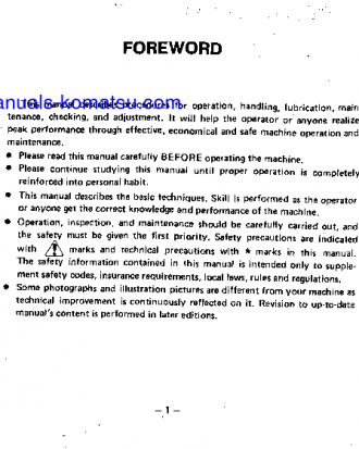 D155A-1(JPN) S/N 25001-UP Operation manual (English)