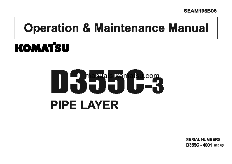 D355C-3(JPN) S/N 4001-5415 Operation manual (English)