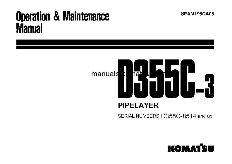 D355C-3(JPN) S/N 8514-UP Operation manual (English)
