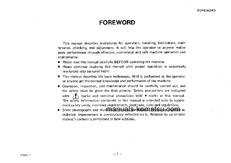 Protected: D455A-1(JPN) S/N 1501-UP Operation manual (English)