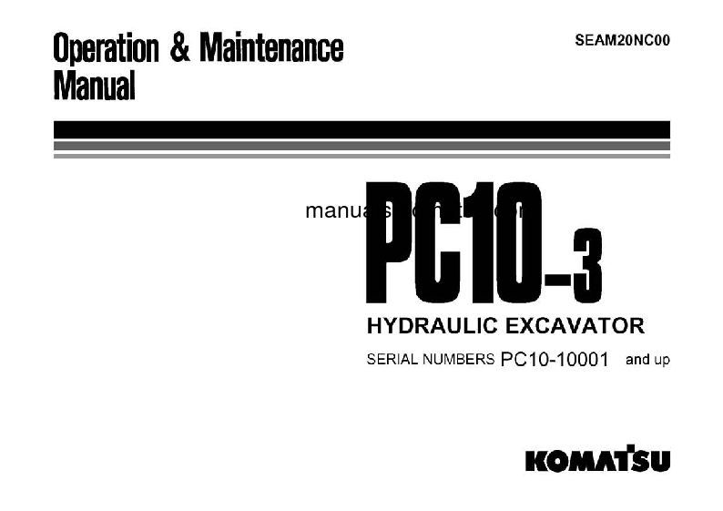 PC10-3(JPN) S/N 10001-UP Operation manual (English)