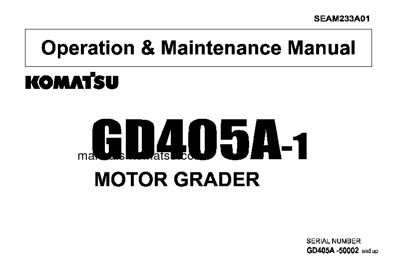 GD405A-1(JPN) S/N 50002-UP Operation manual (English)