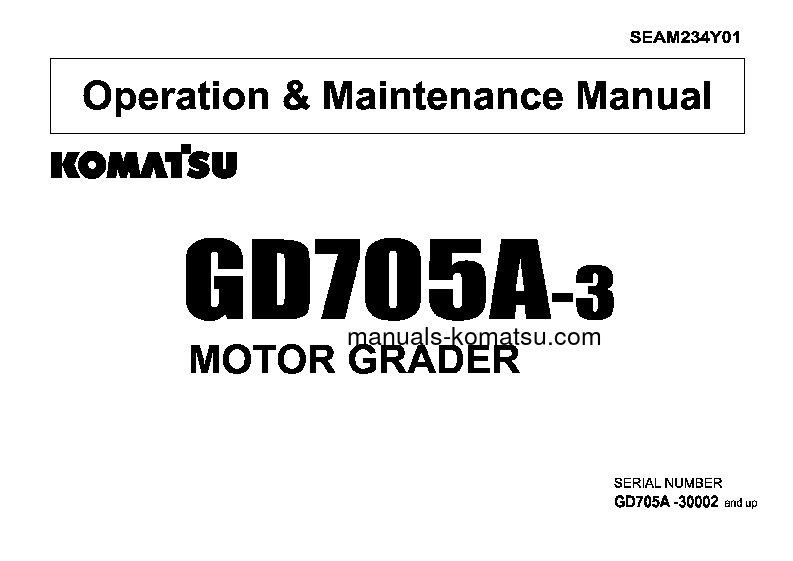GD705A-3(JPN) S/N 30001-UP Operation manual (English)