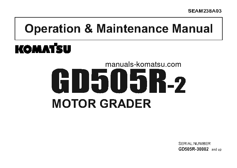 GD505R-2(JPN) S/N 30002-30600 Operation manual (English)