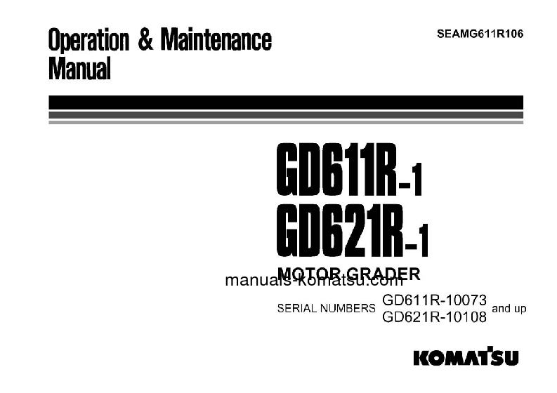 GD611R-1(JPN) S/N 10073-UP Operation manual (English)