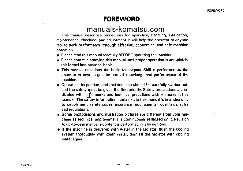 Protected: GD625A-1(JPN) S/N 50001-UP Operation manual (English)
