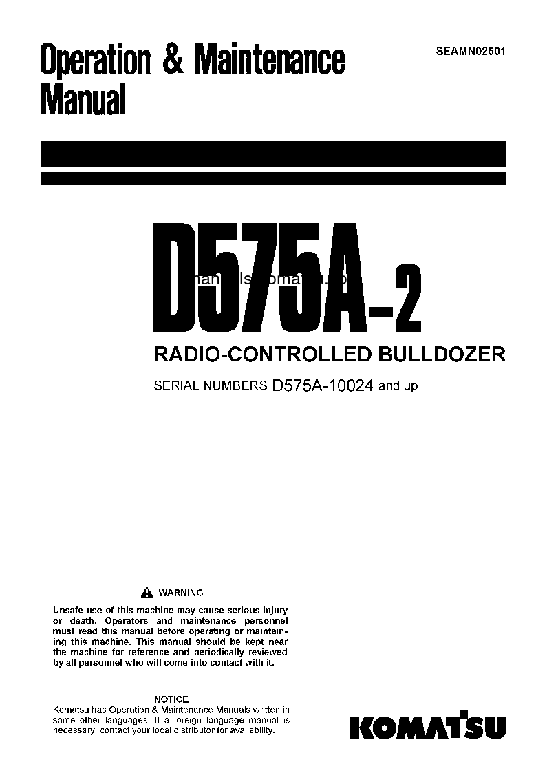 D575AR-2(JPN) S/N 10024-UP Operation manual (English)
