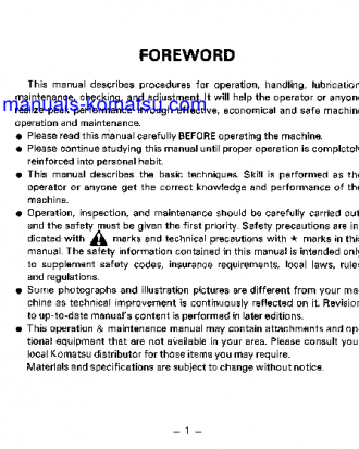 WA250-1(JPN)-P S/N 12001-UP Operation manual (English)