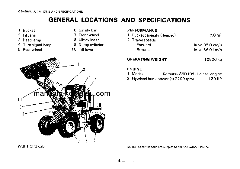 Protected: WA250-1(JPN)-P S/N 12001-UP Operation manual (English)