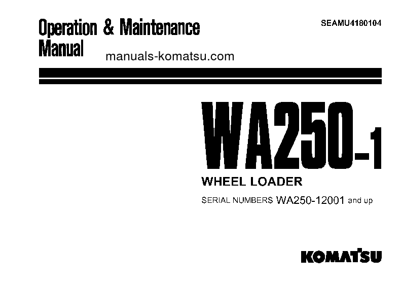 WA250-1(JPN) S/N 12001-UP Operation manual (English)