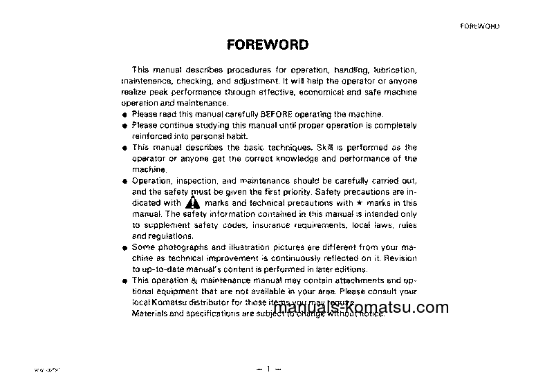 Protected: WA250-1(JPN) S/N 12001-UP Operation manual (English)