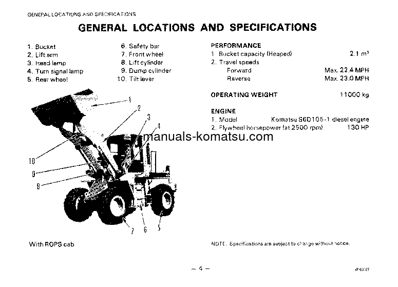 Protected: WA250-1(JPN) S/N 12001-UP Operation manual (English)