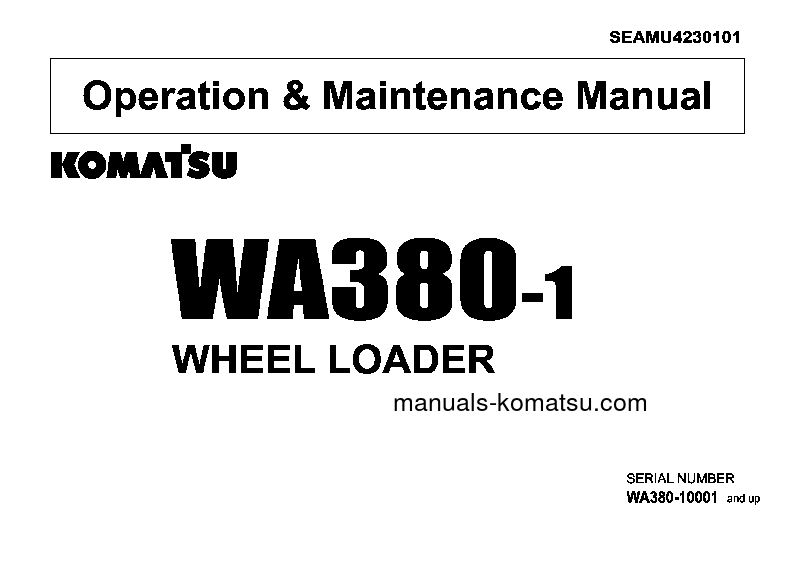 WA380-1(JPN) S/N 10001-20000 Operation manual (English)