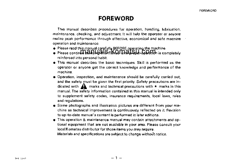 Protected: WA420-1(JPN) S/N 20001-20158 Operation manual (English)