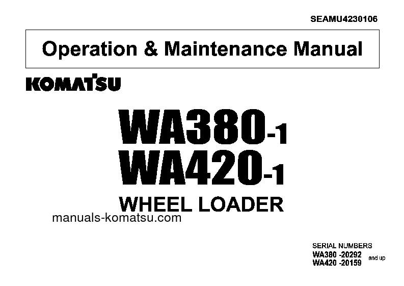 WA380-1(JPN) S/N 20292-UP Operation manual (English)
