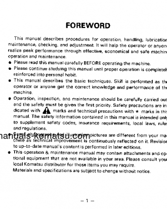 WA380-1(JPN) S/N 20292-UP Operation manual (English)