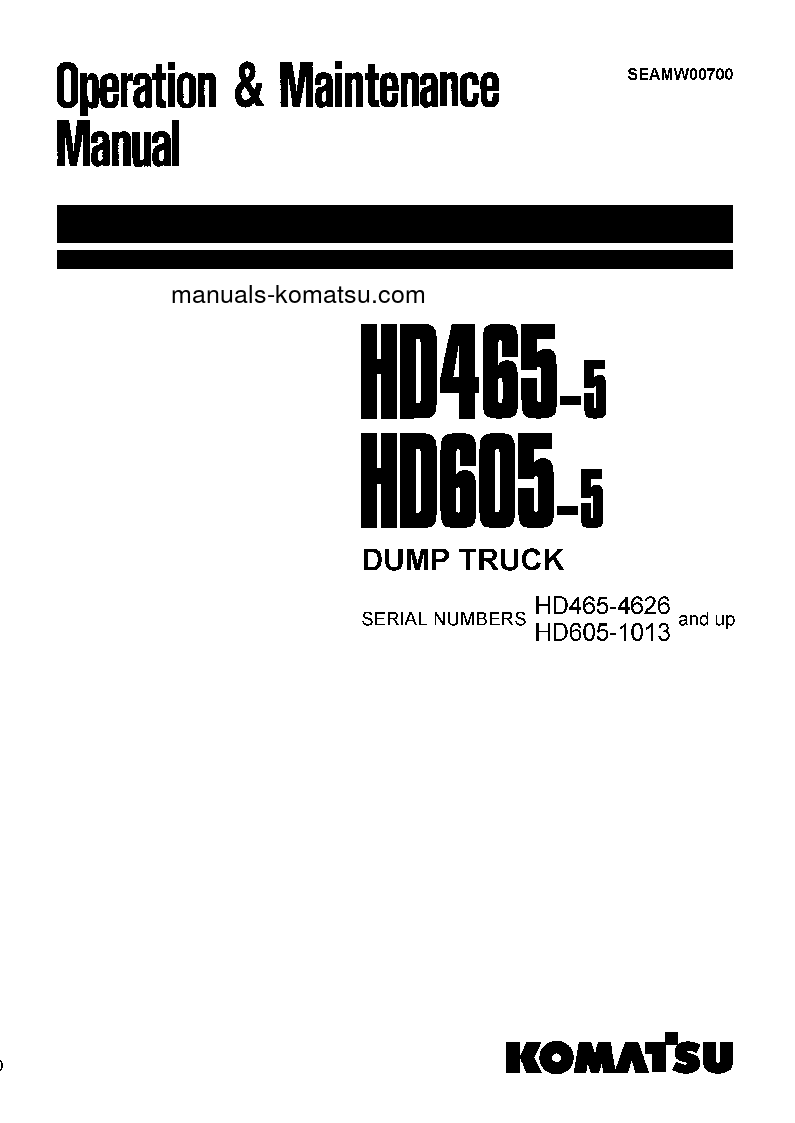 HD465-5(JPN)-TM CNTRL SYSTEM S/N 4626-UP Operation manual (English)