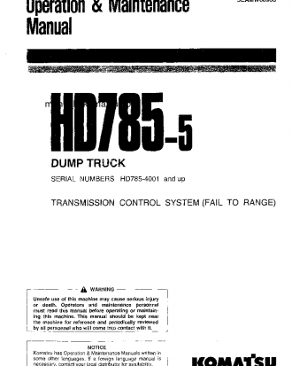 HD785-5(JPN)-TM CNTRL SYSTEM S/N 4001-UP Operation manual (English)