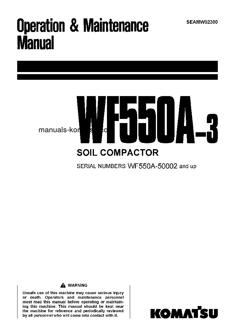 WF550A-3(JPN) S/N 50002-UP Operation manual (English)