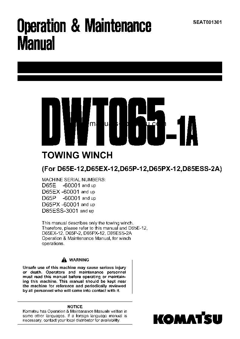 DWT065-1(JPN)-TOWING WINCH Operation manual (English)
