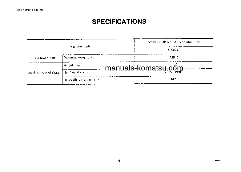 Protected: DRP075-1(JPN)-HYDRAULIC RIPPER FOR D75S-5 Operation manual (English)