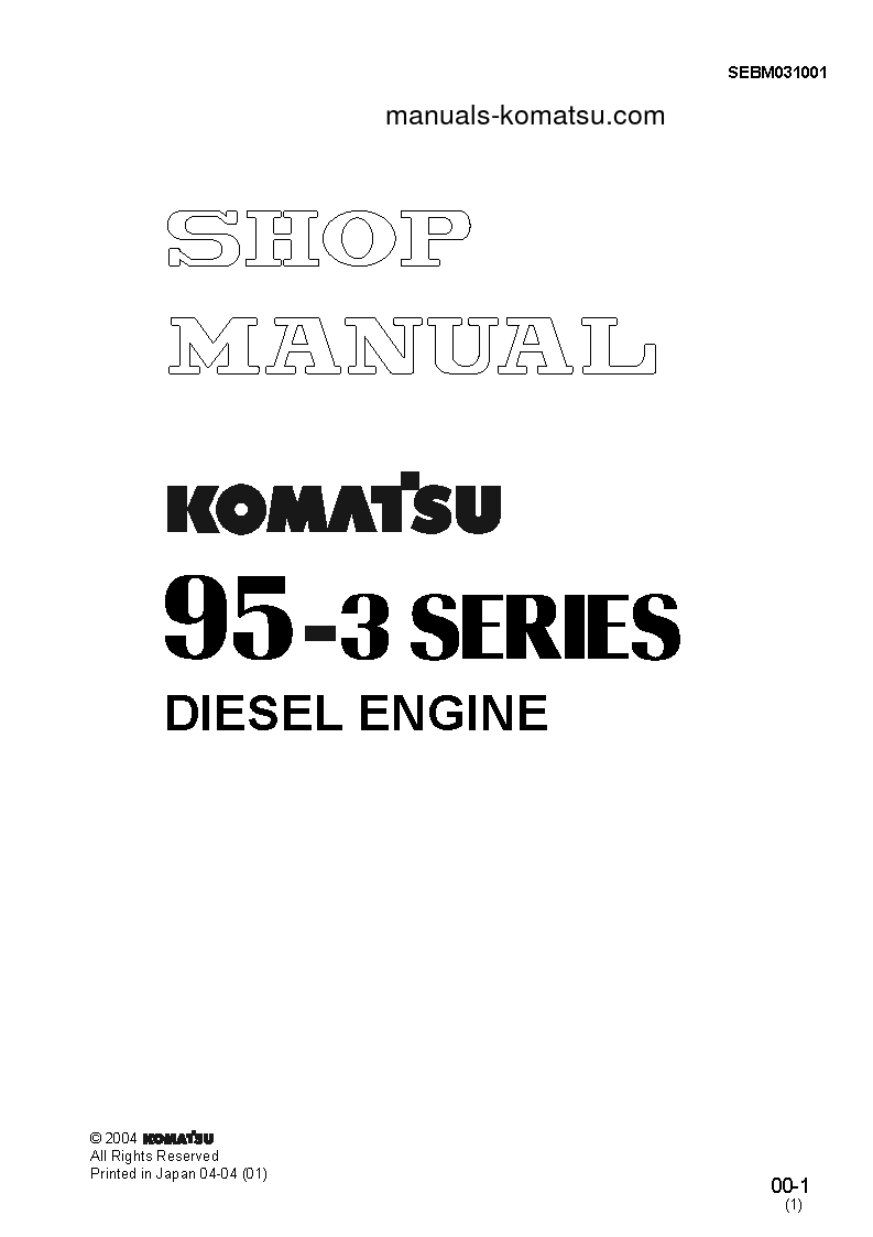 S4D95LE-3(GBR) S/N 1-UP Shop (repair) manual (English)