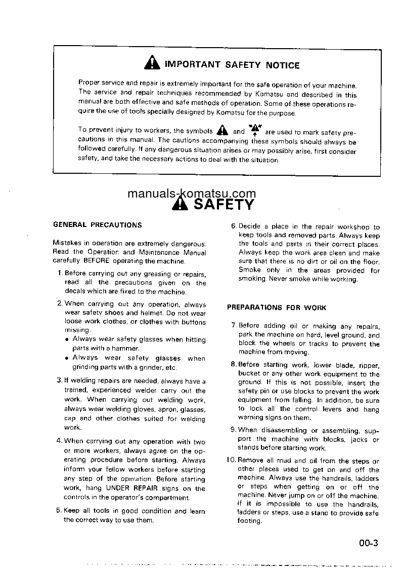 Protected: WA70-1(JPN) S/N 10001-UP Shop (repair) manual (English)