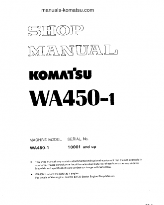WA450-1(JPN) S/N 10001-19999 Shop (repair) manual (English)